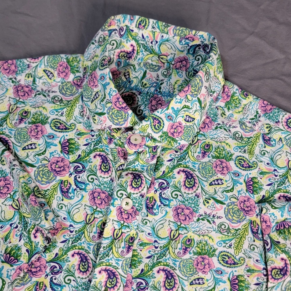 Alan Flusser Paisley Shirt Mens Medium Long Sleeve Button Down Multicolor Easter